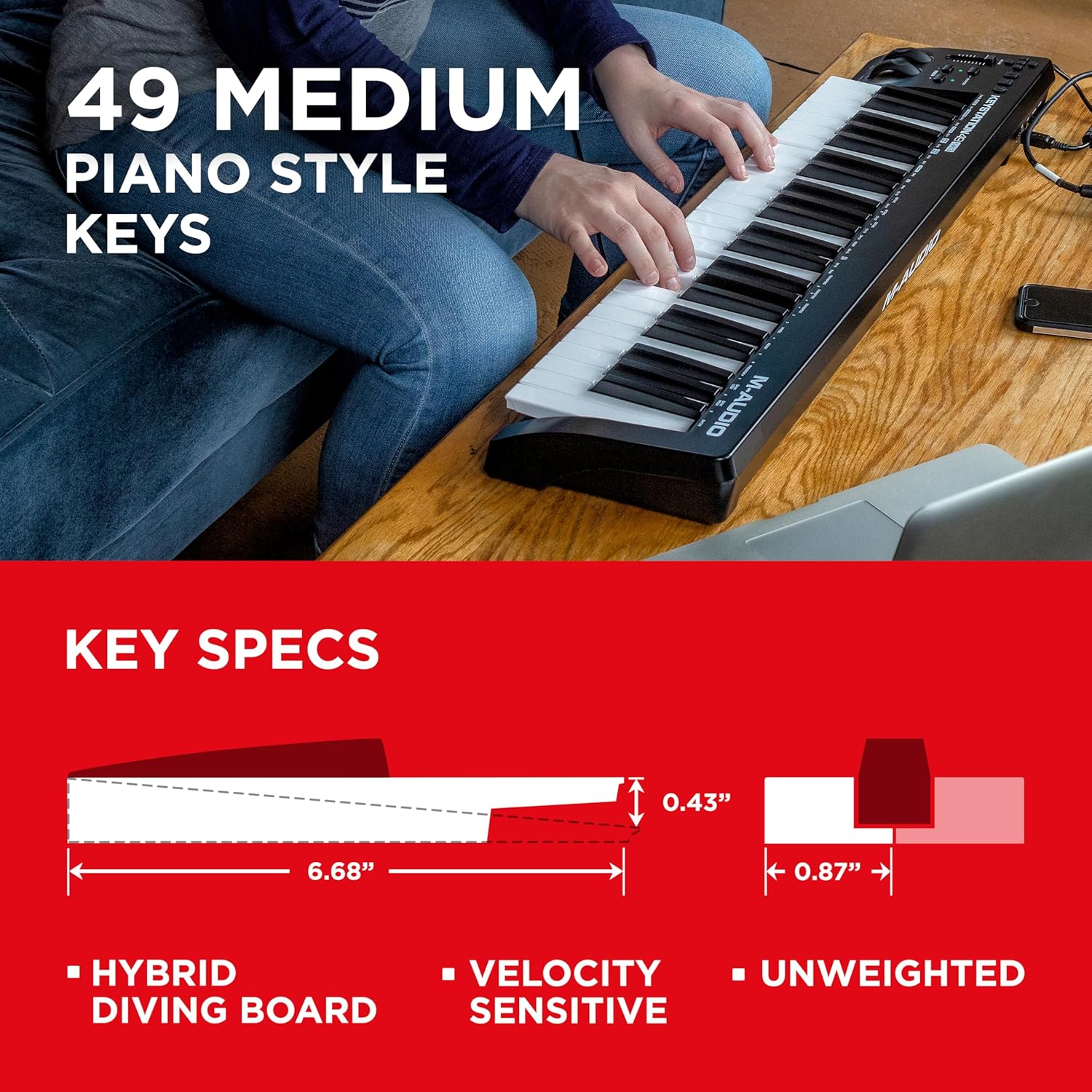 M-Audio Keystation 49 MK3 - Synth Action 49 Key USB MIDI Keyboard Controller & SP-1 | Sustain Foot Pedal or FS controller for Synthesizers, Tone Modules, and Drum Machines