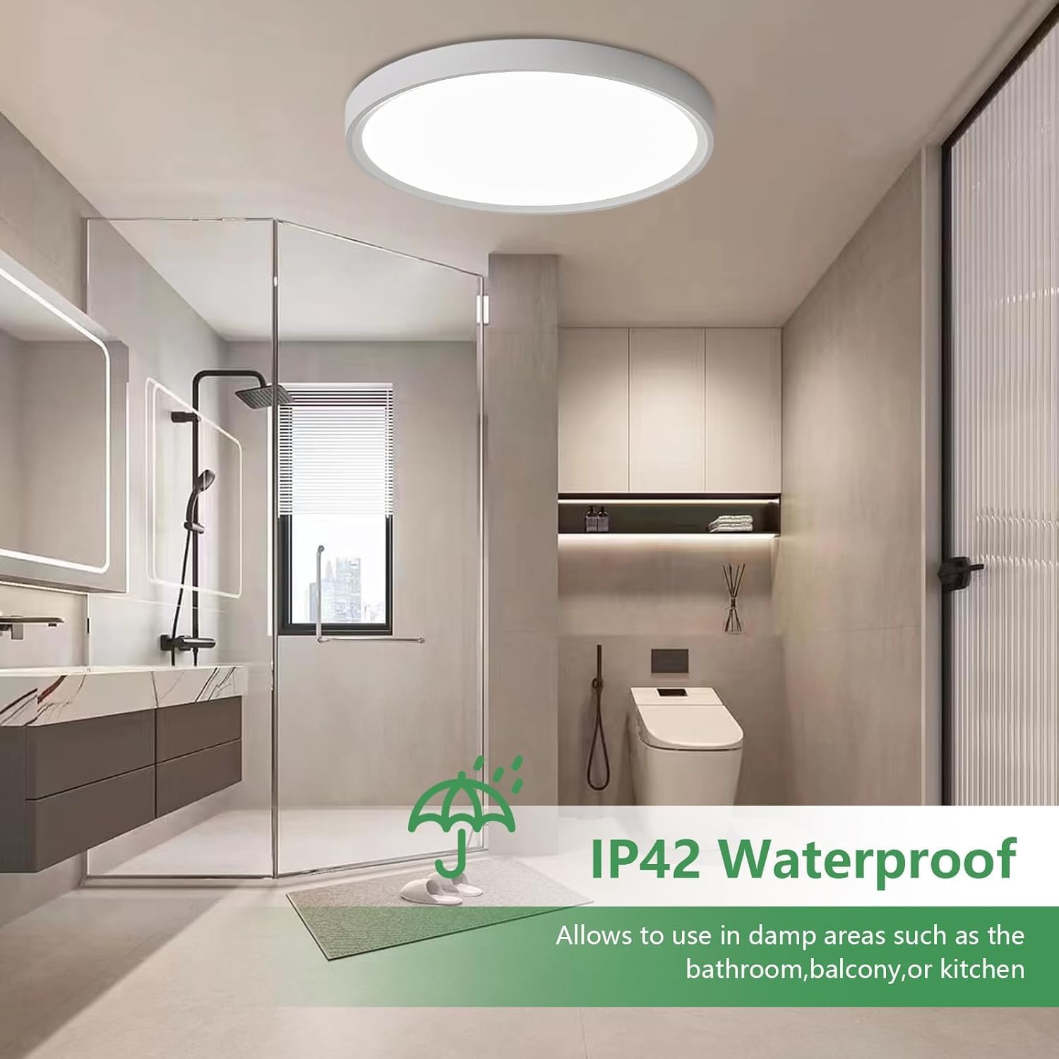 2 Pack 24 Inch Large LED Flush Mount Ceiling Light, 50W,5480LM, 3000K/4000K/6000K CCT Selectable,Black Round Flat Panel Low Profile Ceiling Light Fixtures for Hallway, Kitchen, Bedroom, Laundry Room