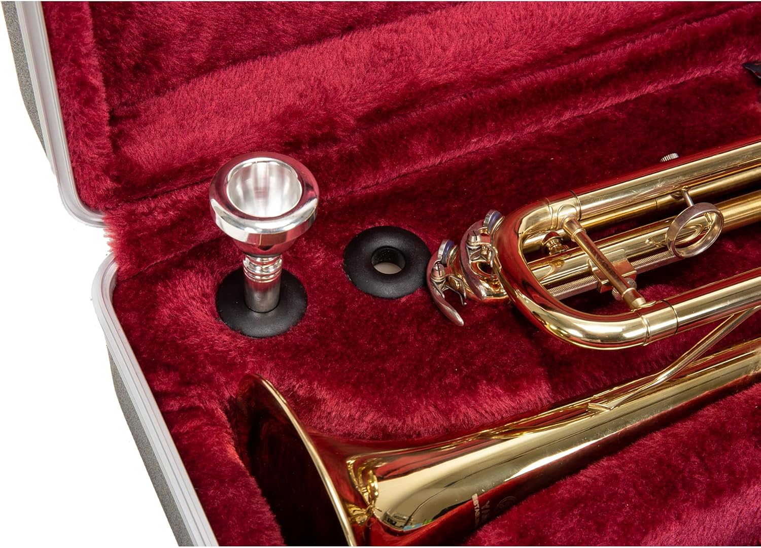 Crossrock Trumpet Case for Bb Horn | Textured Black Finish with Velvet Interior, Security Lock, Metal Feet & Detachable Strap (CRA865TRBK)