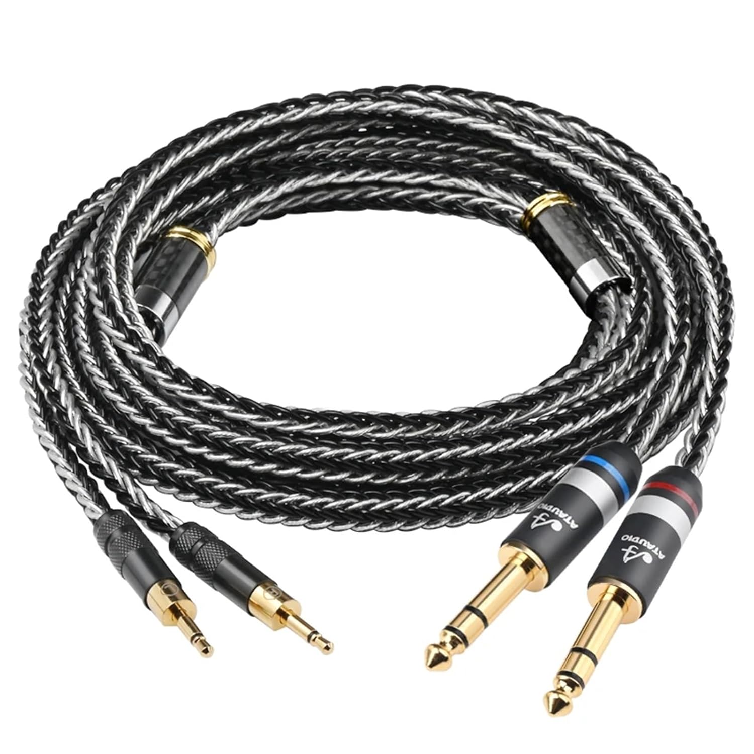 HiFi PHA-3 Headphone Audio Cable OCC Silver Plated Dual 3.5mm Stereo Balanced Cable for XLR Male/Female Headset(PHA-3 to 6.35mm,2m)