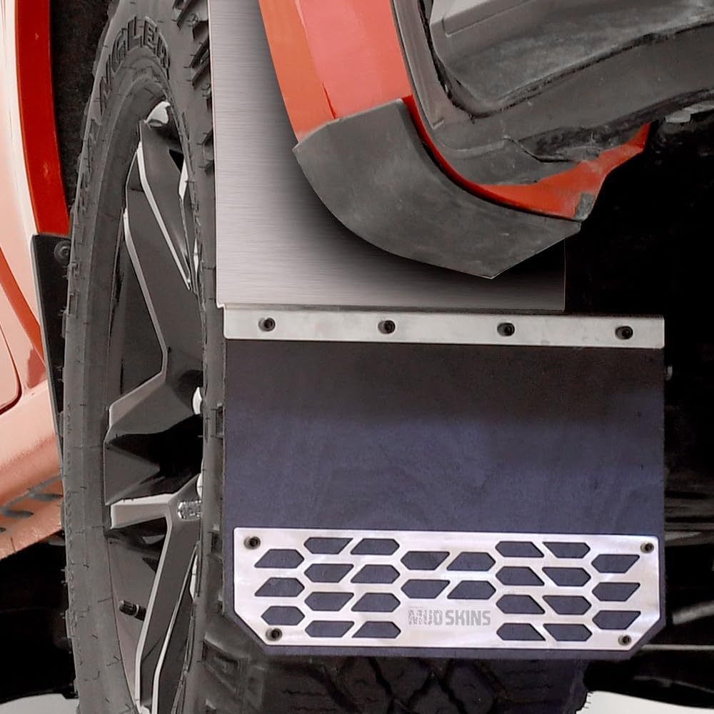 Putco Solid Brushed Stainless Steel Mud Skins - Rear Pair - Fits Ford F250 / F350 2017-2022