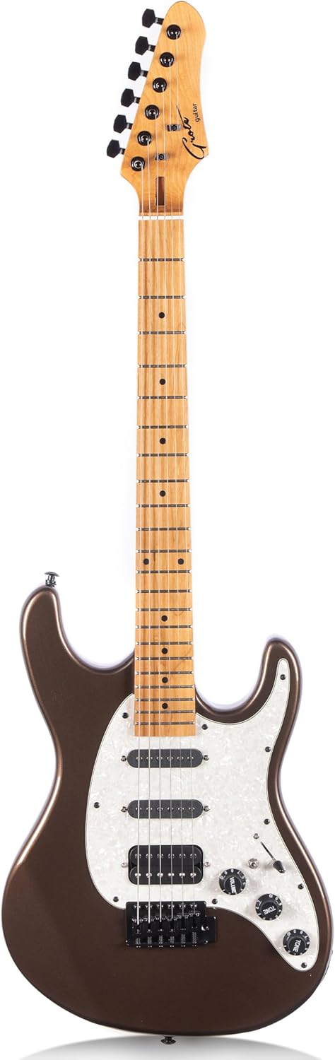 Grote Solid Electric Guitar GSTM-3 Metallic Finish Poplar Body Maple Neck Maple Fretboard (Brown)