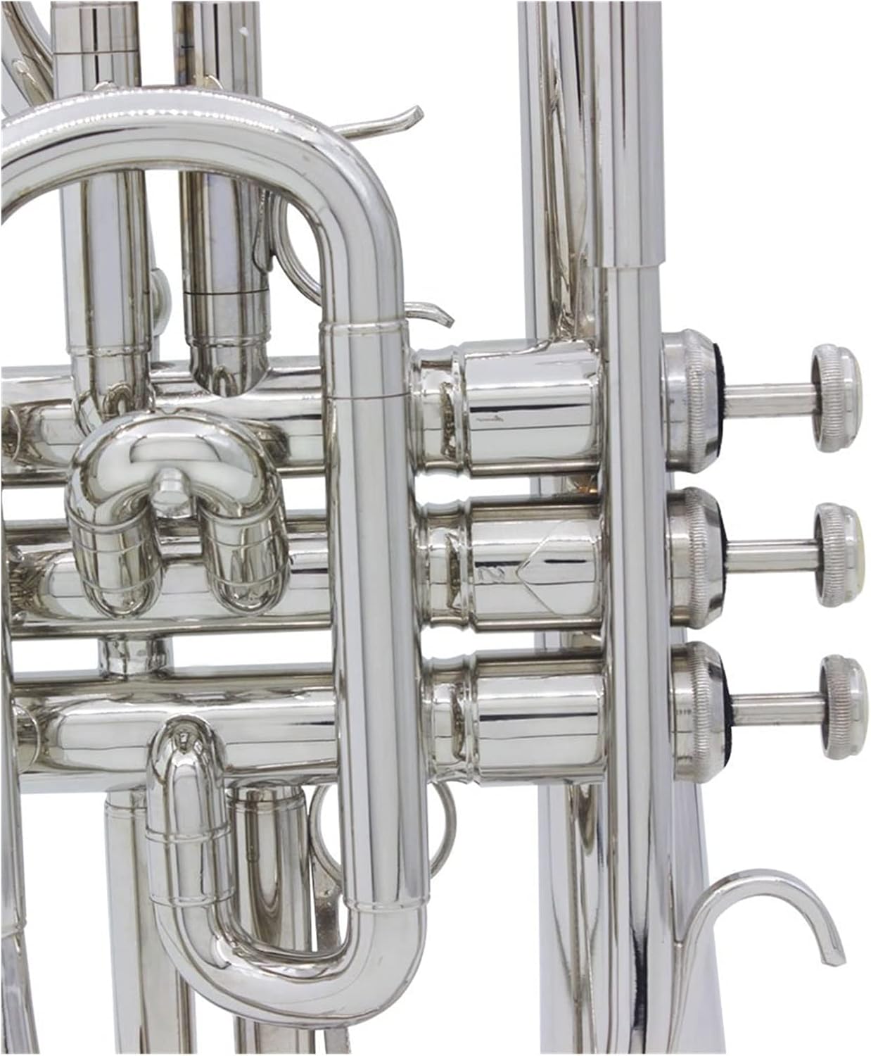 FLFL Student Trumpet Silver Professional Bb Flat Cornet Brass Instrument with Carrying Case Gloves Cleaning Cloth Brushes