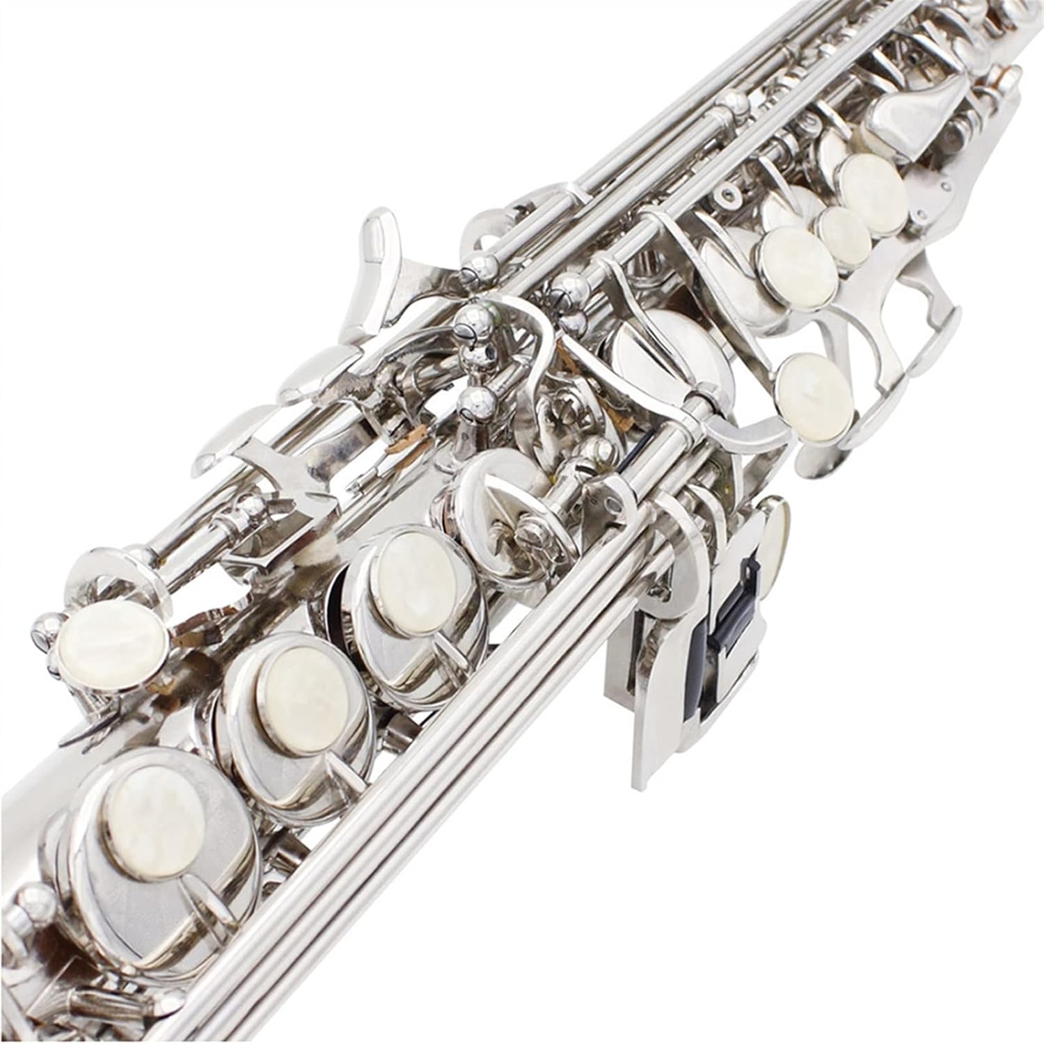 Silver Saxophone Bb Flat Professional Woodwind Instrument Brass Straight Sax with Case Accessories