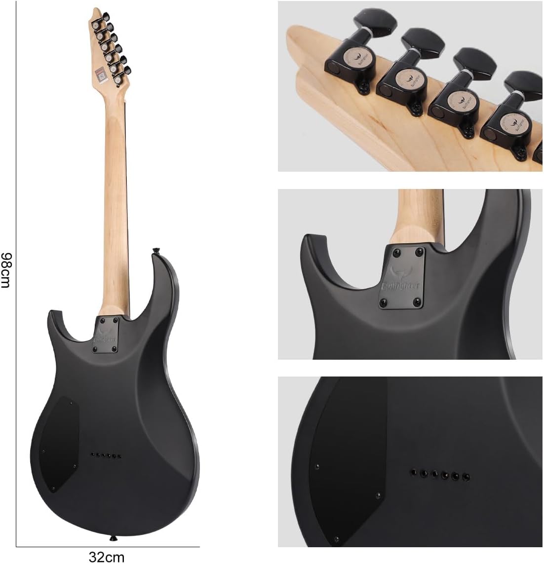 Bullfighter Electric Guitar 39 inch Solid Body, D180 Matte (Black)