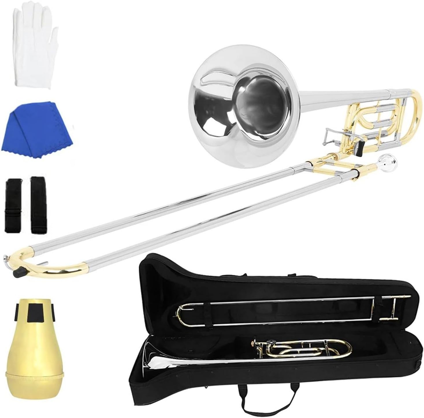 Professional Bb Tone Tenor Copper Plated Trombone Set