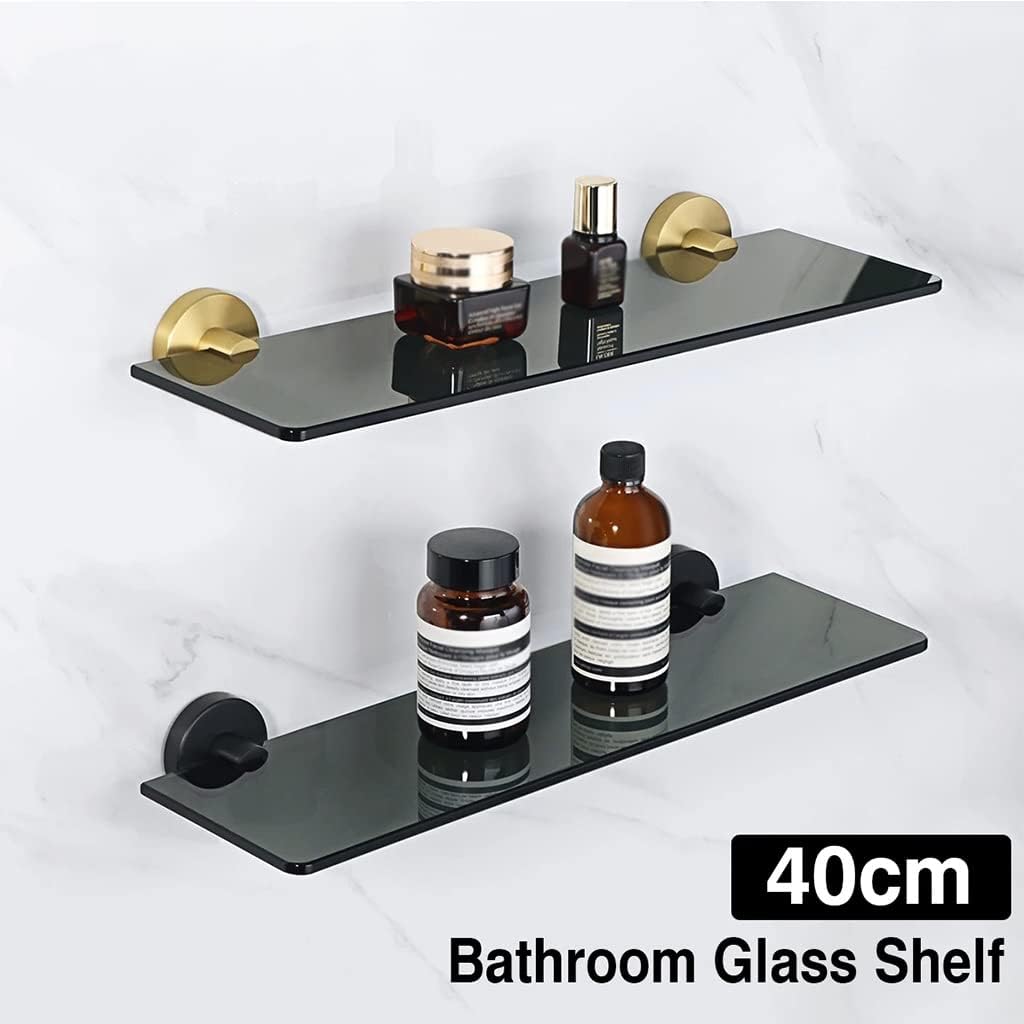 Shower Caddy Glass Bathroom Shelves Organizer, Wall Mount Shower Shelf, Bath Storage, 6MM Tempered Shampoo Rack Bracket, Bathroom Accessories Bathroom Organizer (Color : D)