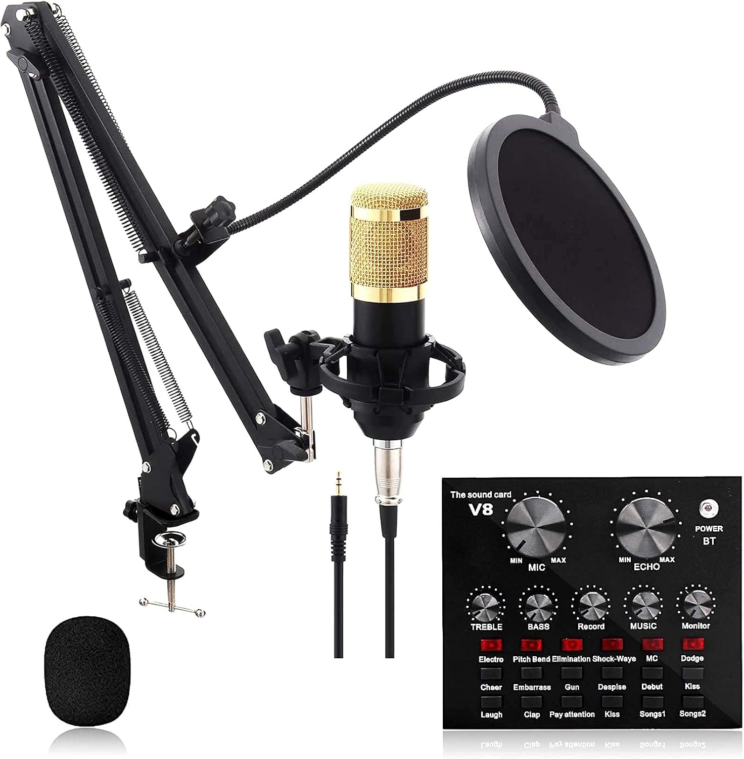 Professional Sound Card,Microphone Kit,for Living Show,USB Microphone Reverb Set,Condenser Microphone Set for Network Shouting,Personal Recording Vocal Microphones