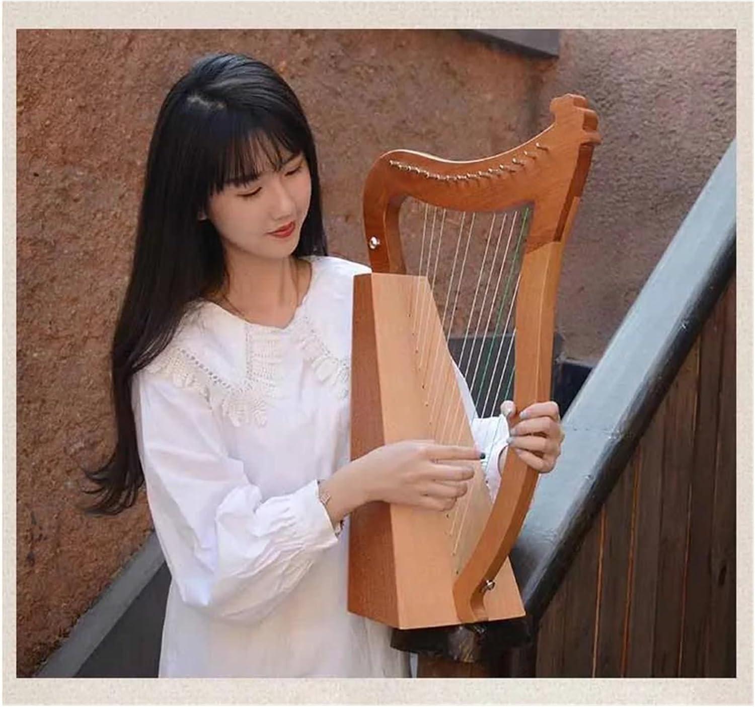 Lyre Harp Set Wooden 15 String Harp Rare Musical Instrument Professional Portable Harp Musical Instrument Accessories(15 String1)