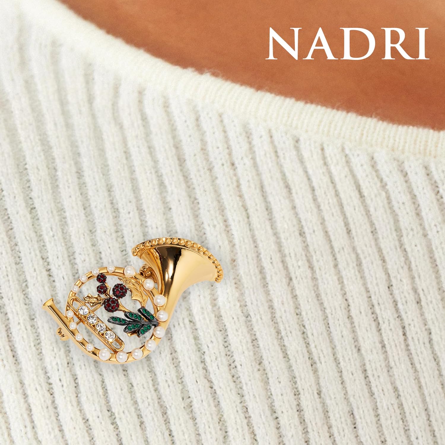 Nadri Santa Pin - Christmas Brooch Pins for Women, Xmas Brooches Set Festive Holiday Ornaments Party Gift Costume Jewelry Set