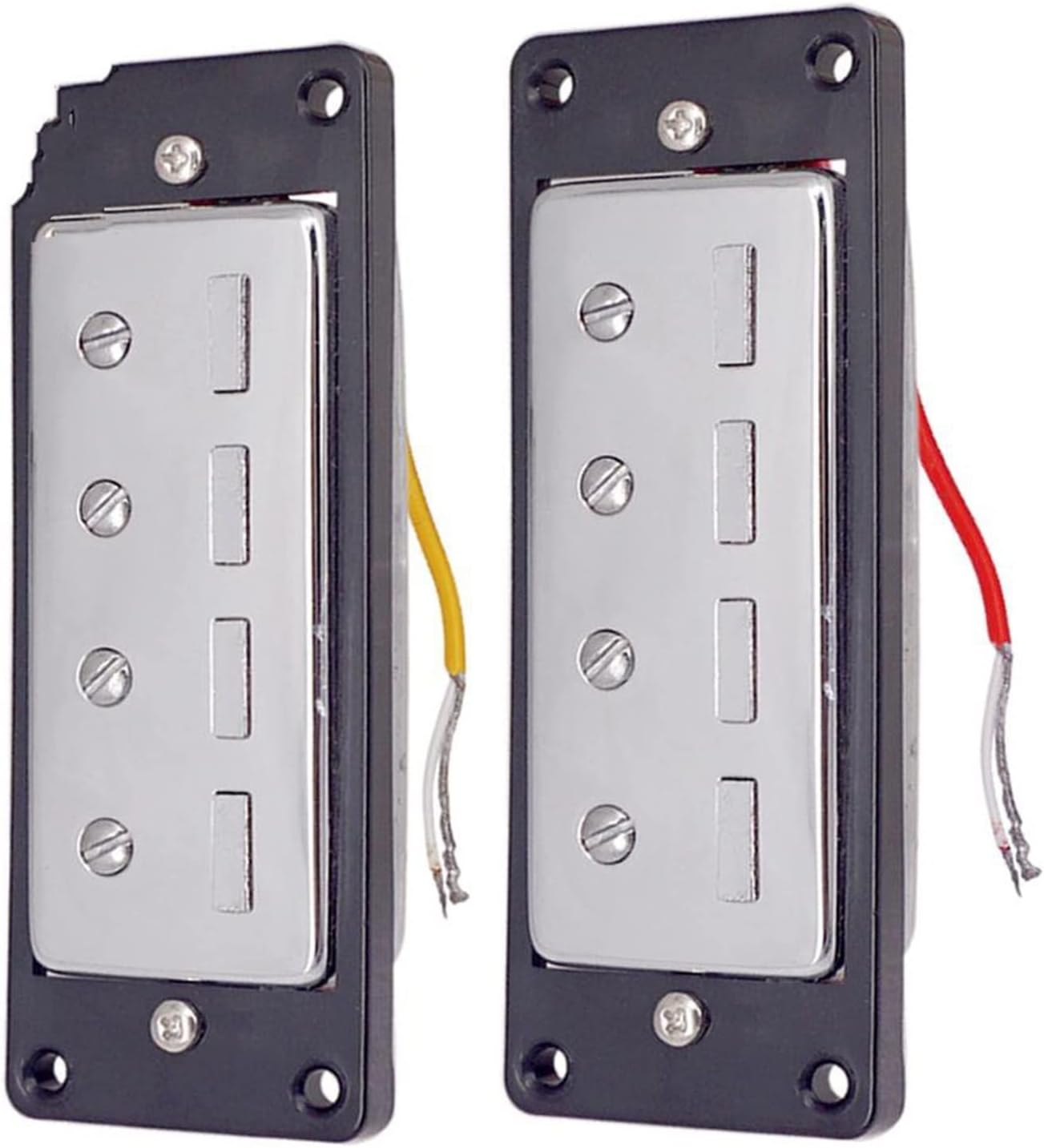 Humbucker Guitar Pickup 2pcs Plastic Electric Guitar Humbucker Pickups Bridge Neck Set with Black Frame for 4 String Electric Bass Pickups DIY Accessory