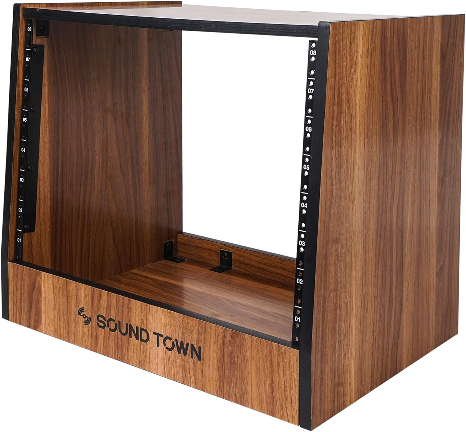 Sound Town DIY 8U Studio Rack with Furniture Grade Walnut Laminate (SDRK-8WN)