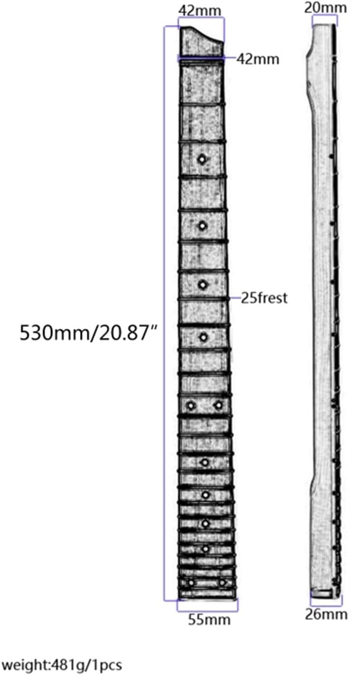 TSTS Wood Guitar Neck Resonance Sturdy Part Bolt Repair Guitar Body Headless Maple Neck for Bass Guitar ​Neck Replacement
