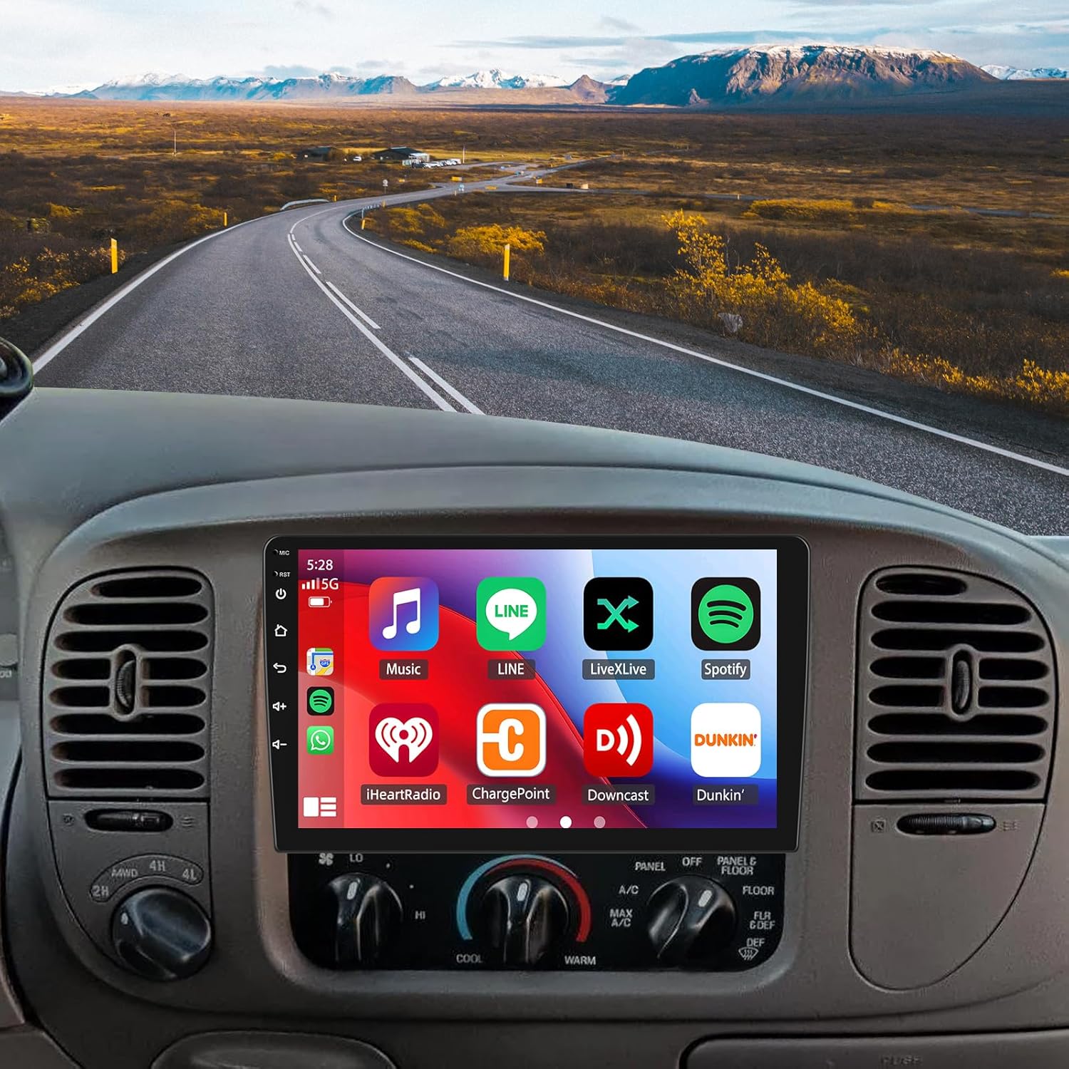 ikasus 4+64G Android 14 Double Din Car Stereo Radio for Ford F150 1997-2004 10.1 inch Touch Screen Head Unit with Wireless Carplay Android Auto Support GPS Bluetooth WiFi FM RDS DSP Backup Camera