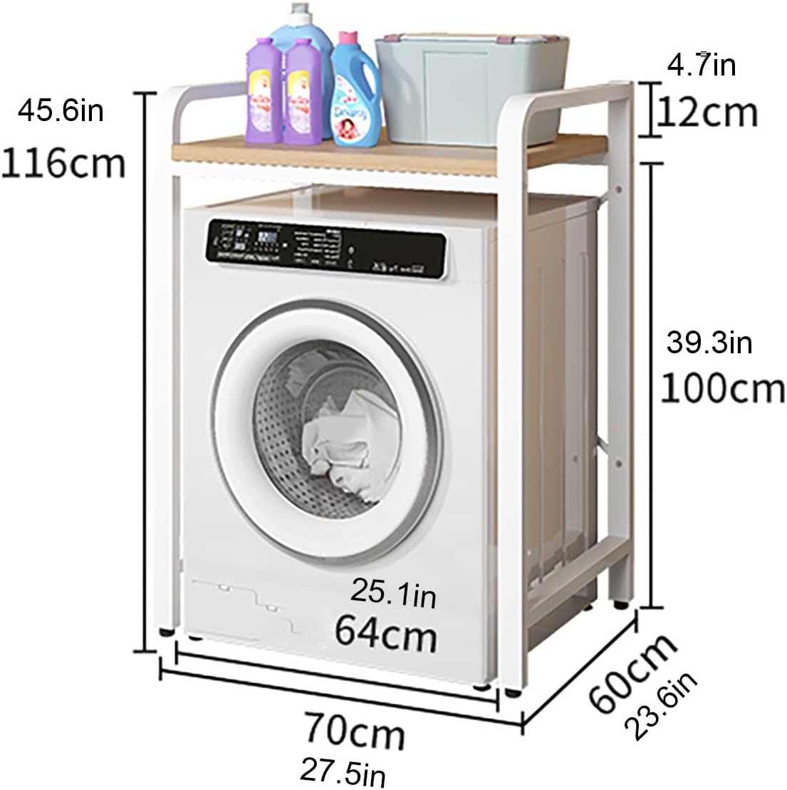 Over Washer and Dryer Shelves,Washing Machine Storage Rack,Drum Washing Machine Cabinet,Storage Rack Over Washing Machine Storage Unit,for Bathrooms Laundry Rooms Balconies(Brown,4