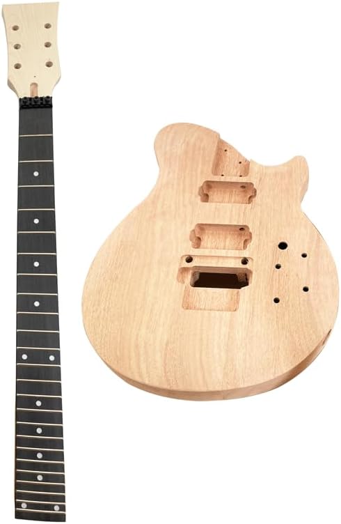 DIY Electric Guitarr Kit 6 String Handed with Mahogany Body Hard Maple Neck Rosewood Fingerboard Black Hardware Build Your Own Guitarr for Beginner.
