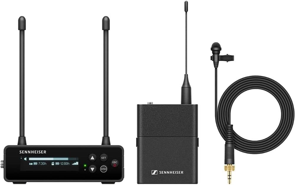 Sennheiser EW-DP ME 2 Set Camera-Mount Digital Wireless Omni Lavalier Mic System (R4-9: 552 to 607 MHz) Bundle with Auray WLW Fuzzy Windbuster and Watson Rapid Charger with 4 AA Batteries