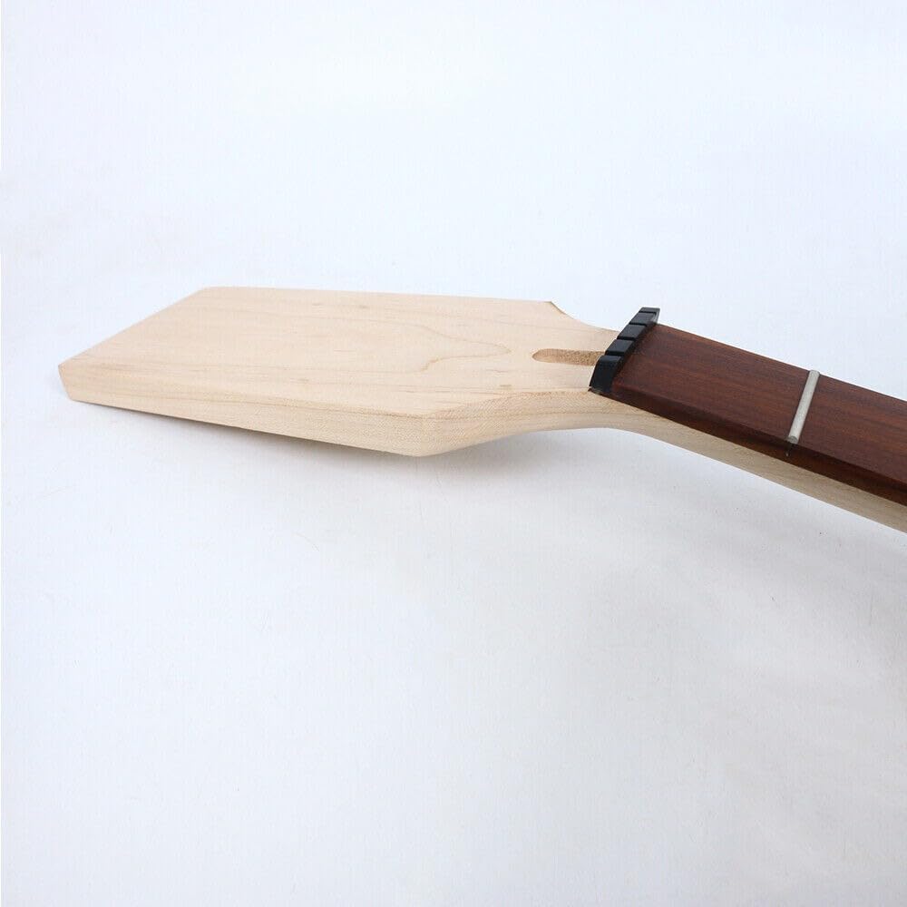 Electric Guitar Neck Unfinished P bass Guitar Neck maple 24Fret 34inch Paddle Head Rosewood No Inlay DIY guitar Neck (24Fret 34inch)