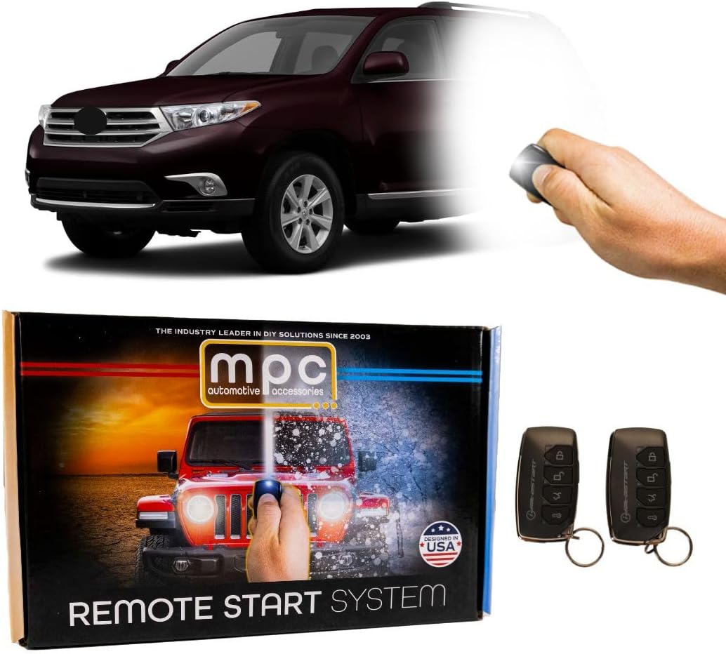 MPC Complete 2-Way Remote Start Kit Compatible with Toyota Highlander 2010-2013 G-Key - T-Harness - Firmware Preloaded - Includes (2) Extended Range 4-Button 2-Way Remotes - Up to 3,000 ft