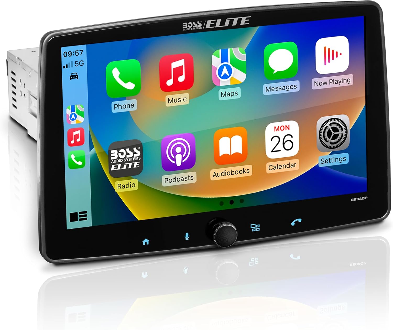BOSS Audio Systems Elite BE9ACP Car Stereo - Apple CarPlay, Android Auto, 9 Inch Single Din, Touchscreen, Bluetooth Head Unit, Radio Receiver, Detachable, No CD DVD Player, RGB Illumination