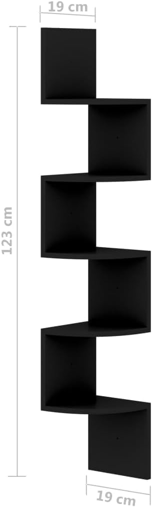 5-Tier Wall Corner Shelves, Floating Corner Shelf, Wall Organizer Storage, Wall Mount Shelves for Bedrooms, Bathroom Shelves, Living Rooms, Black 7.5