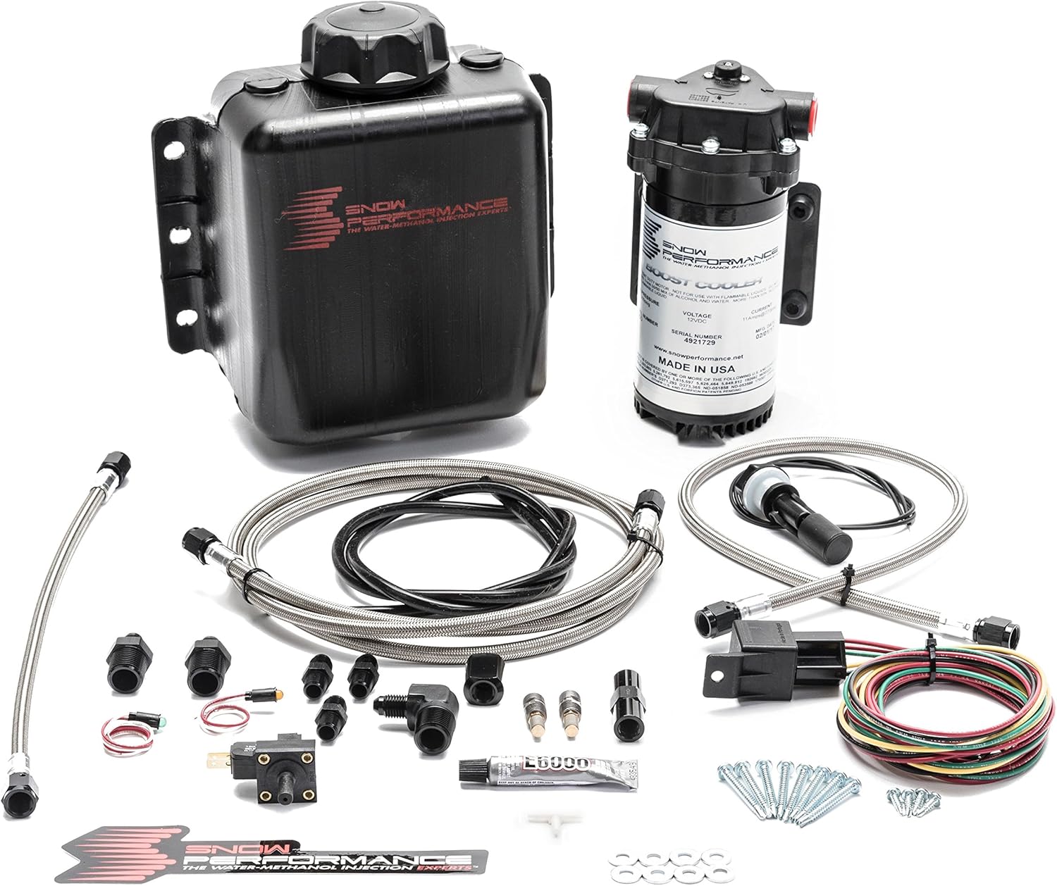 Stage 1 Boost Cooler™ Forced Induction Water-Methanol Injection Kit (Stainless Steel Braided Line, 4AN Fittings)