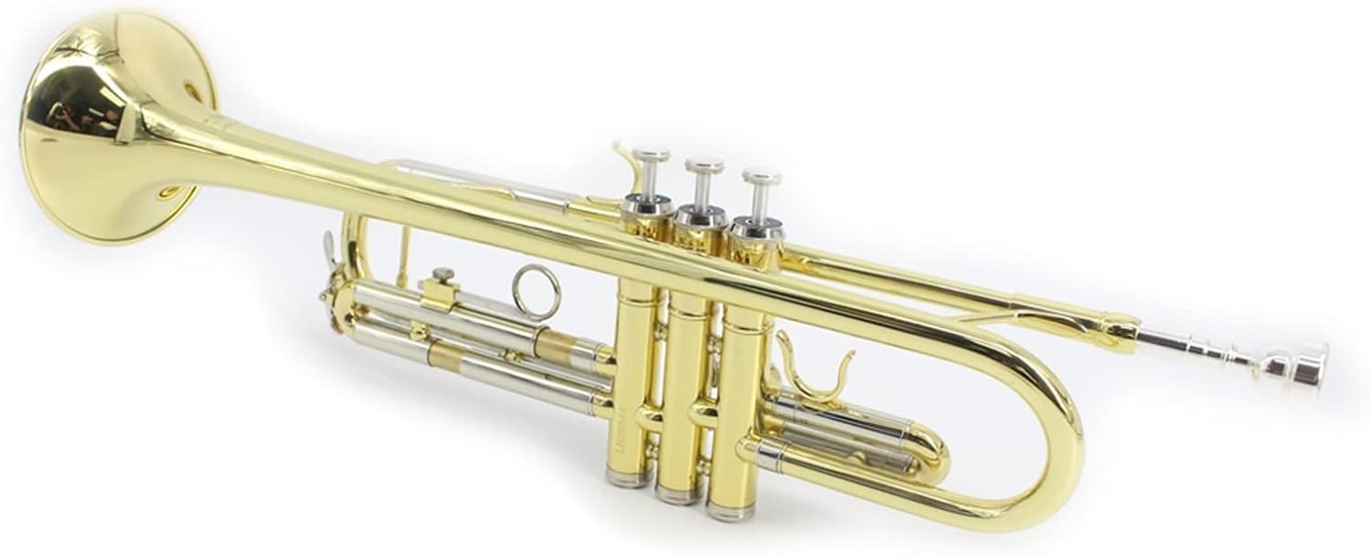 KESHUO Gold Lacquer Trumpet Bb Flat Brass Wind Instruments with Case Gloves Mouthpiece Trumpets