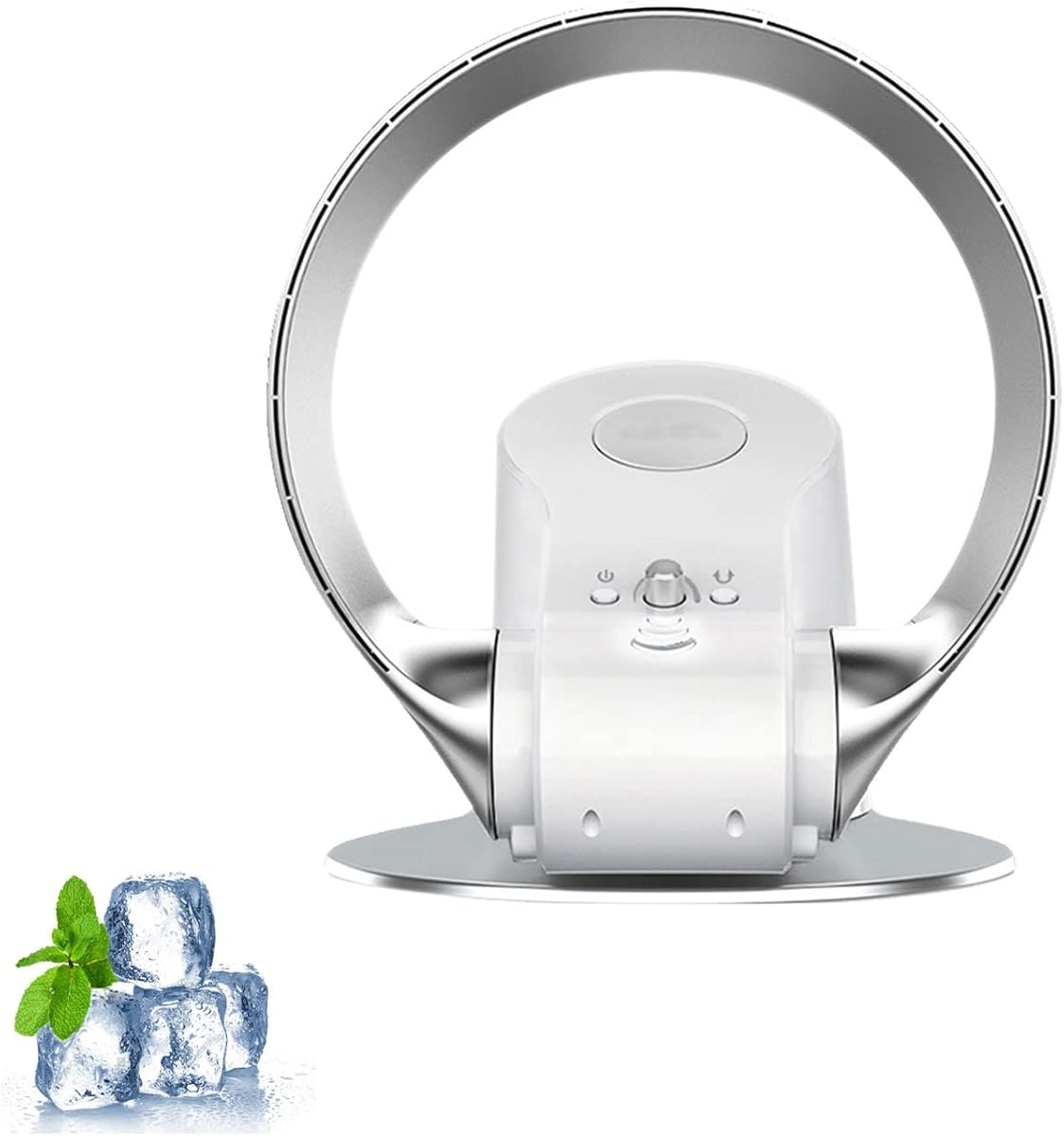 Standing Cooling Fan Bladeless Fan Wall Mount Fan Quiet Floor Fan 90° Oscillation with Remote for Bedroom, Office Summer Gifts (Color : Silver)