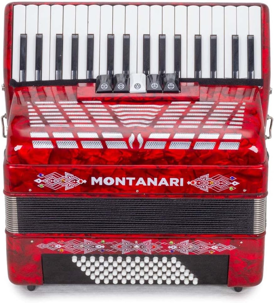 Montanari Piano Accordion 5 switches 72 bass 34 Keys 5 switches Red
