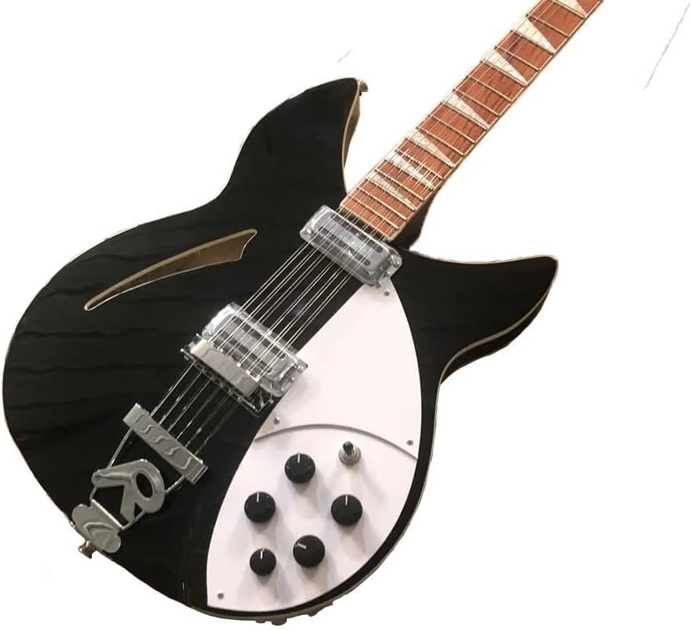 360 Style Black 12-String Semi-Hollow Electric Guitar - 21 Frets