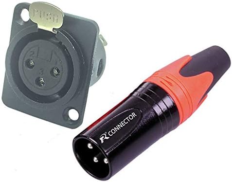 Davitu Electrical Equipments Supplies - 50Sets 3 Pin XLR Connector 50pcs Male+50pcs Female 3 Poles XLR Panle Mount Female/Male Plug Jack Socket Microphone MIC Adapter - (Color: Orange-M(50 Sets))