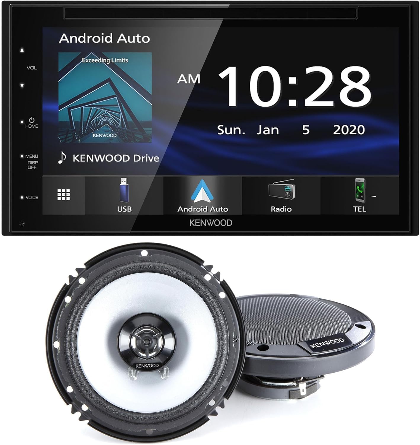 KENWOOD DDX5707S Double Din DVD Car Stereo with Apple Carplay and Android Auto | Plus KENWOOD KFC-1666S Car Stereo Speaker 6-1/2