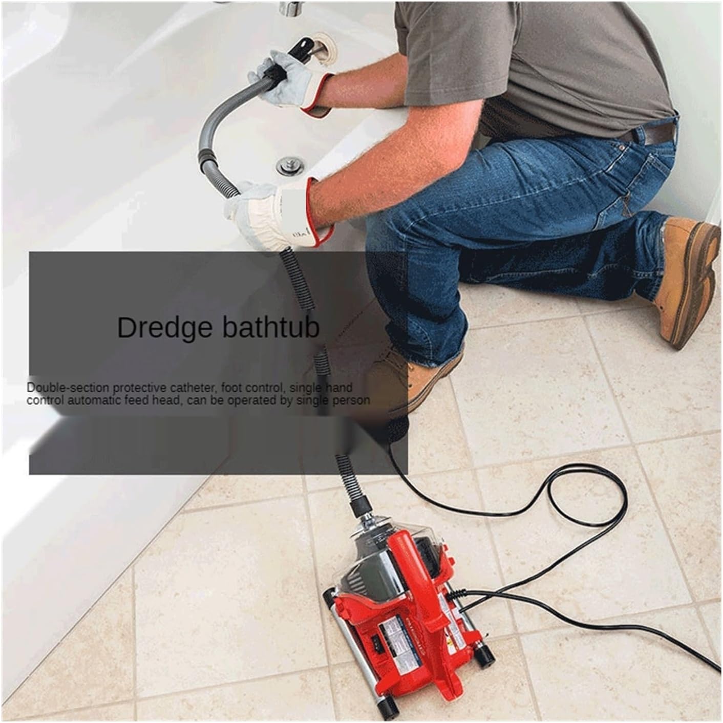 Electric Sewer Pipe Dredging Machine, Self-feeding,Toilet, Kitchen, 19-28MM, Cleaning , Drainage Dredger, 120