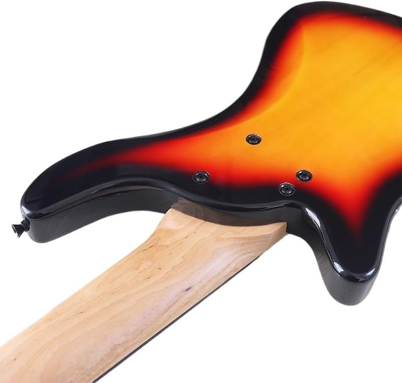 6-String Electric Bass Guitar, 43-Inch Full Size, Sunburst High Gloss Finish, Solid Basswood Body, Canada Maple Neck