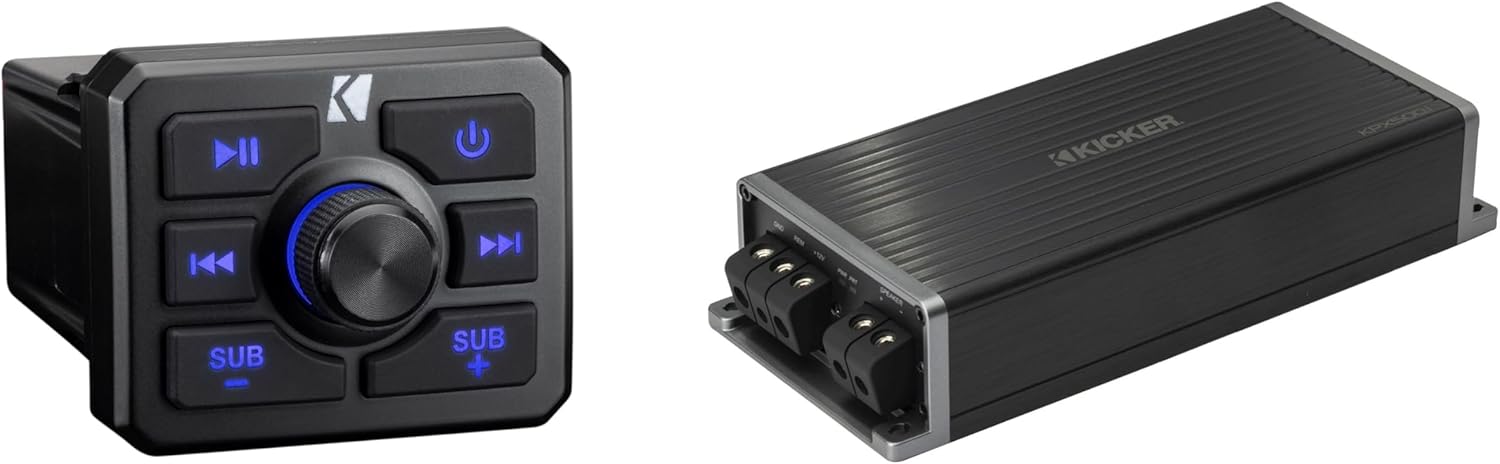 Kicker 51KBTR Powersport Bluetooth Receiver w/ 51KPX5001 Amplifier
