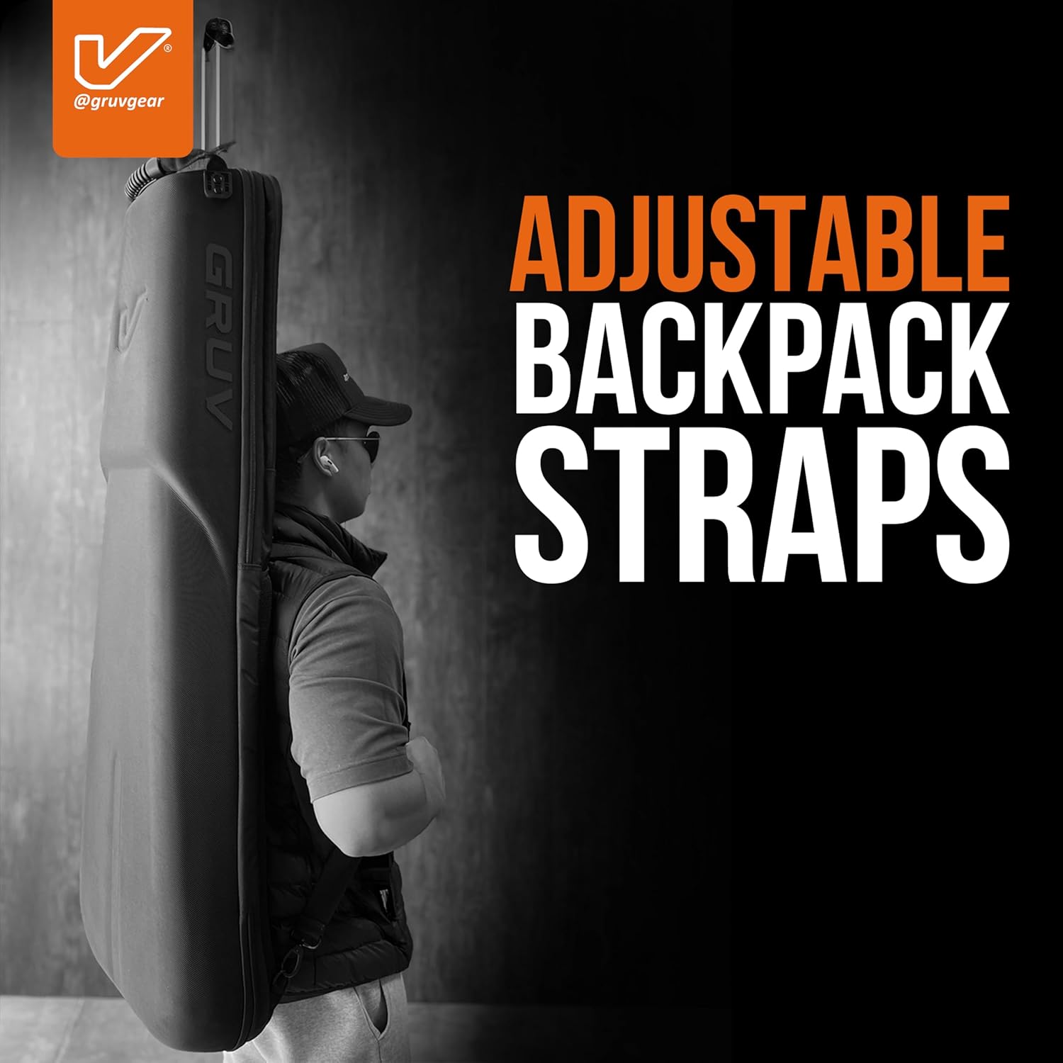 Gruv Gear Kapsulite+ Travel Electric Bass Case with Wheels, Neck Support Cradle & Global Recovery Tag - Gig Bag with Waterproof Exo-Shell, Expandable Top Pocket & Removable Storage Case - Black