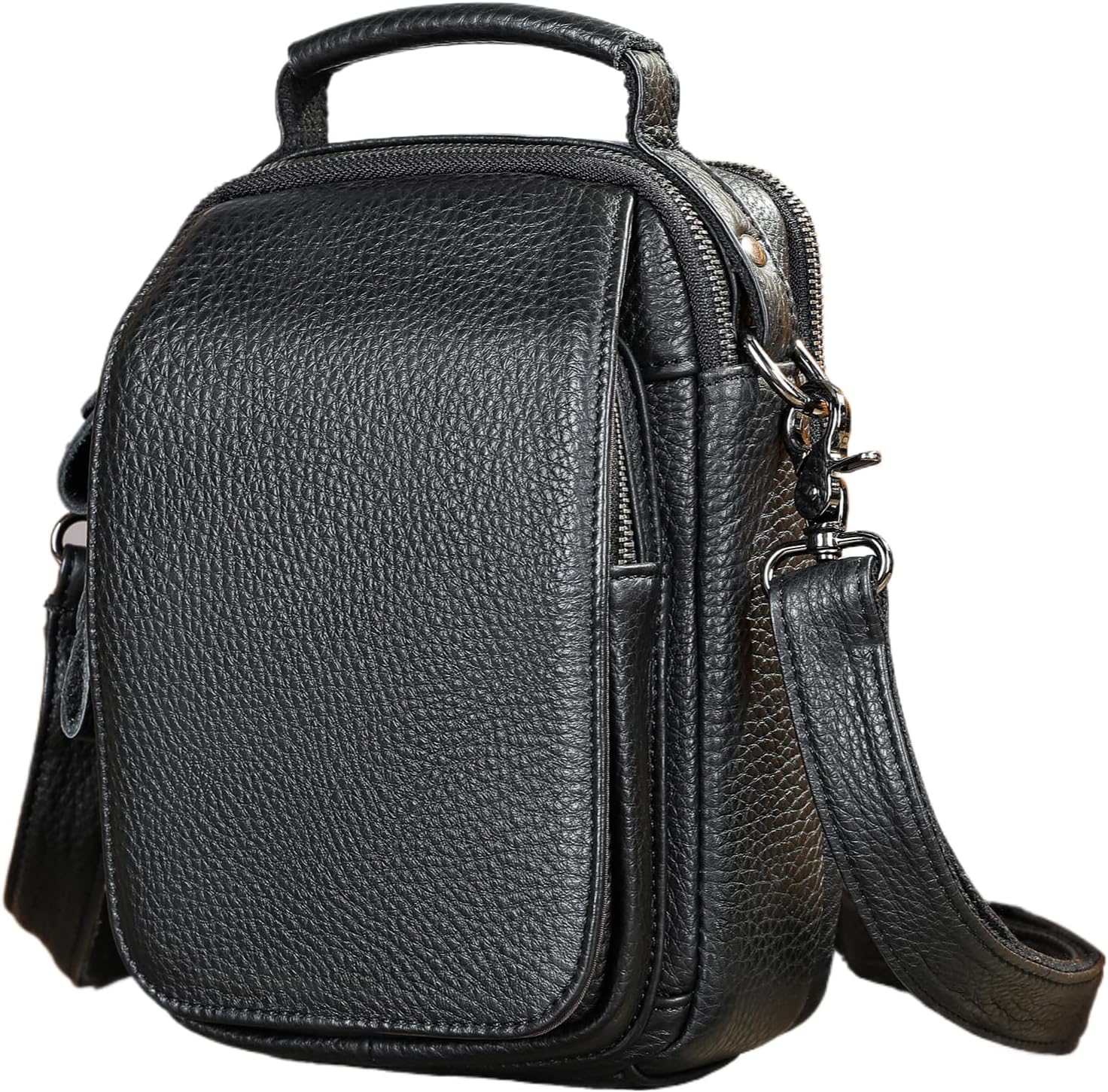 Genuine Cowhide Leather Messenger Bag for Men Anti-Theft Waterproof Shoulder Sling Crossbody Bag Purse Handbag Casual