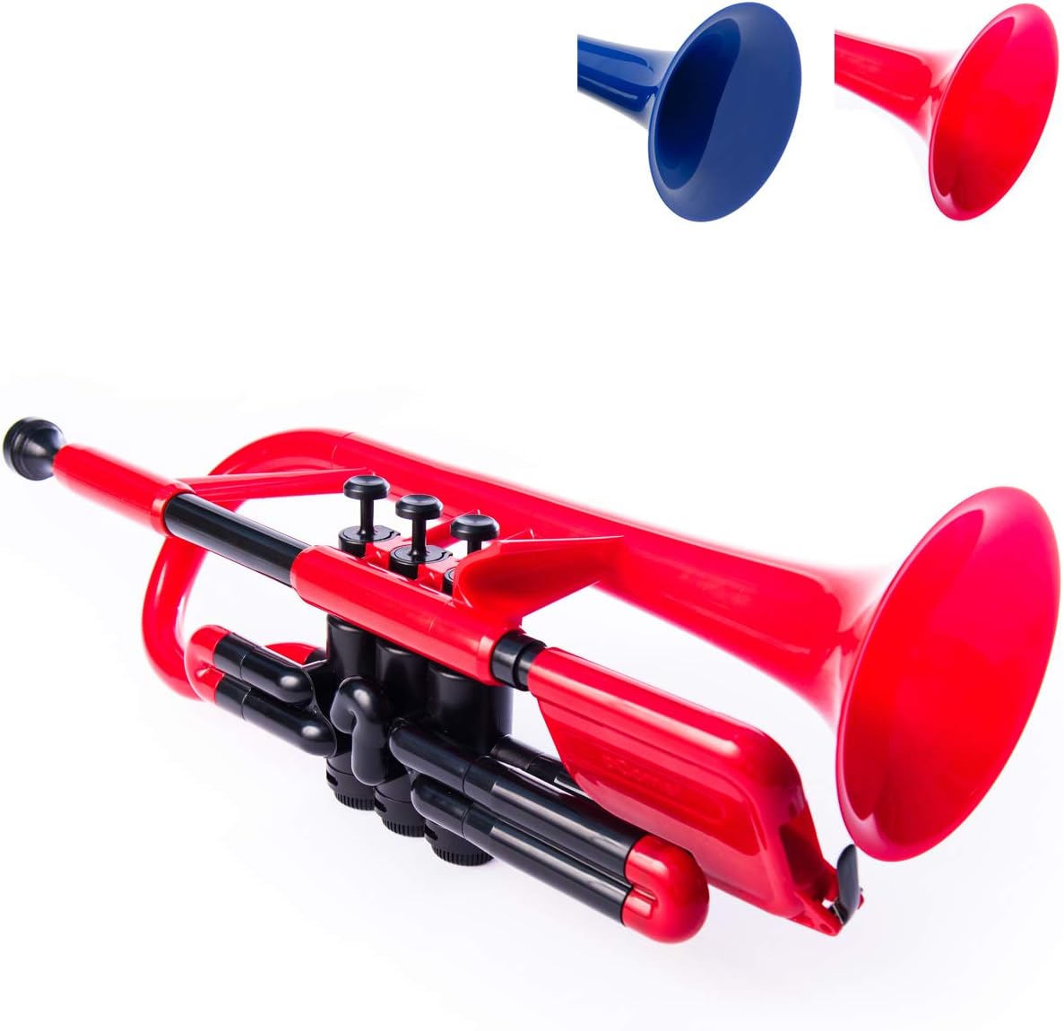 PINSTRUMENTS pCornet Plastic Cornet - Mouthpieces and Carrying Bag - Lightweight, Versatile, Comfortable Ergonomic Grip - Bb Authentic Sound for Student & Beginner - Durable ABS Construction - Red