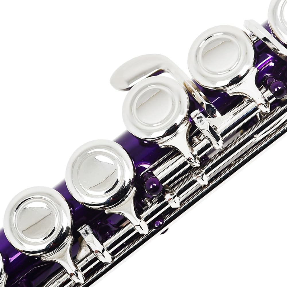 Flute Purple 16 Holes C Tone Flute with E Key Woodwind Instrument Closed Key Cupronickel Tube Flutes Musical Instruments