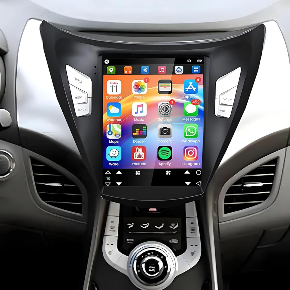 9.7inch Car Stereo Radiofor Hyundai Elantra 2011 2012 2013, Android 14 Car Radio Audio Receiver with Carplay Android Auto GPS Navigation Bluetooth SWC AHD Reverse Camera 4+64G