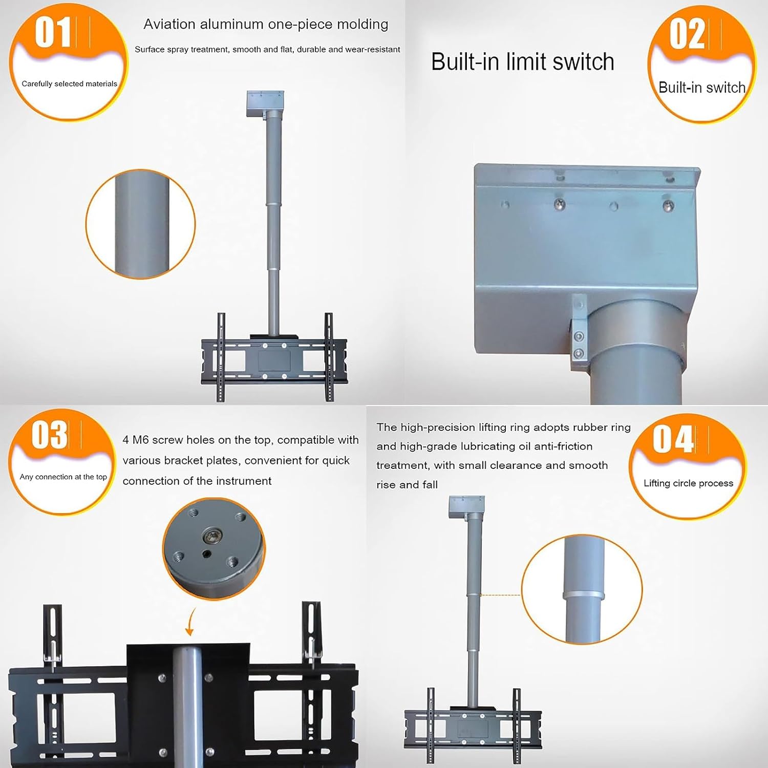 Electric TV Lift - Adjustable Ceiling TV Mount Bracket - TV Wall Mount, Motorized Riser Mount with Remote Control, Motorized Ceiling Mount, 90° Flip Up, Fits 26-70 Inch L