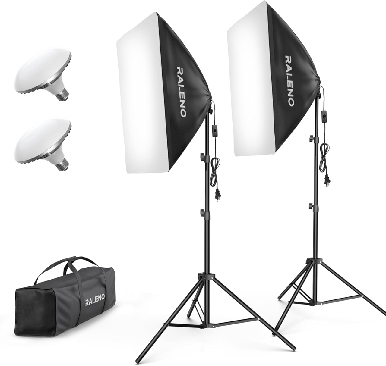 RALENO Softbox Lighting Kit, 20X28-Inch Softbox Photography Lighting with LED Bulbs(50W | 5500K | TLCI≥97), Streaming Lighting for Video Rcording Photoes Portraits YouTube | Model: PS40