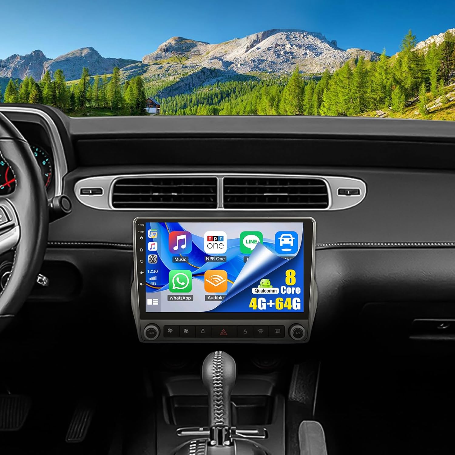 SIXWIN 8 Core Qualcomm Android Car Stereo for Chevrolet Camaro 2008-2015 9 Inch Touch Screen with CarPlay Android Auto 4G+64G Bluetooth Cooling Fan Weather Forecast UI Design Intelligent Voice