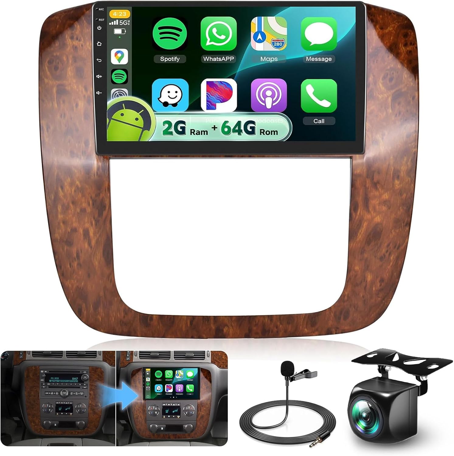 4Core+64G Car Radio for GMC Yukon Tahoe Suburban Chevy Silverado 2007-2013 Stereo Upgrade with DSP Wireless Carplay/Android Auto, Sellrich 9