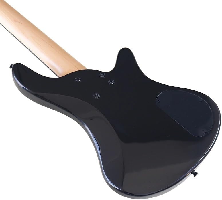 Left Handed 5-String Electric Bass Guitar, 43-Inch Black High Gloss Finish, Solid Basswood Body