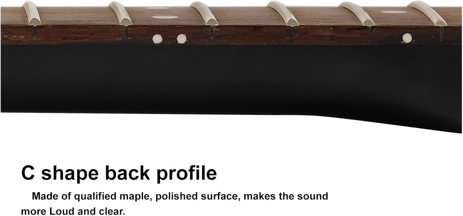 22 Fret Left-Hand Electric Guitar Neck (Maple Headstock, Rosewood Fretboard) – Black Replacement for TL Style Guitars