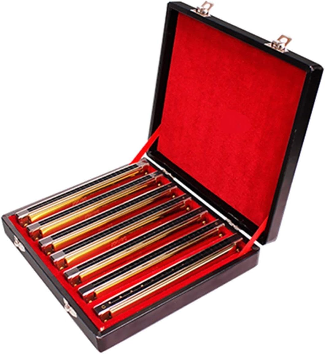 Harmonica 7Pcs/Set Harmonica 24 Hole Tremolo Harp A/B/C/D/E/F/G Keys Musical Instrument Mouth Organ for Collect Gaita