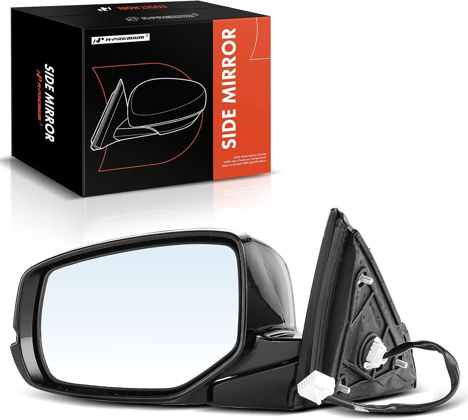 A-Premium Driver Side Power Door Mirror - Compatible with Honda Accord 2013-2017 - Heated Manual Folding Outside Rear View Mirror with Turn Signal Black (Paint To Match)