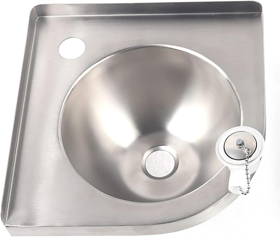 Triangular Stainless Steel Sink,Bathroom Sink Wall Mount Corner Small Sink,Corner Sink Mini Vanity Space Kitchen Sink Basin for Kitchen Bathroom Lavatory, Single Bowl Sin,with Faucet -Small