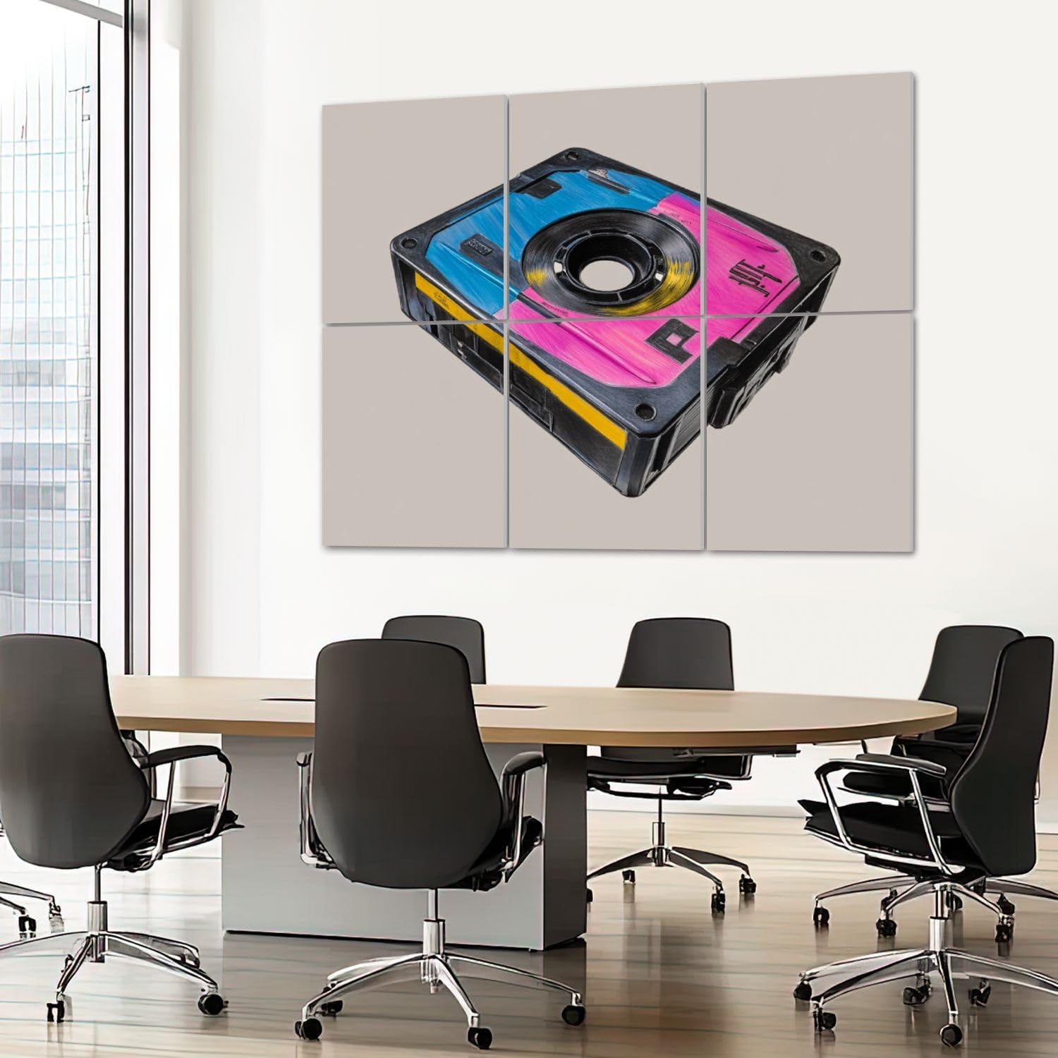 6 Pack Art Acoustic Panels Sound Absorbing Tape Seamless Vintage Colorful Retro Floppy Disk Bright Pink Blue Decorative Soundproof Wall Panels Self Adhesive for Recording Studios Office 72